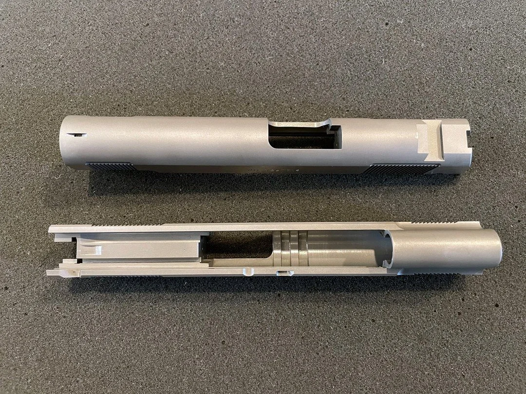 Snake Match 1911 Slides have arrived! 
.45 ACP / 5" / Carbon Steel / Exact Replica
More information on our website www.collectordesignwerks.com

#metalgearsolid3