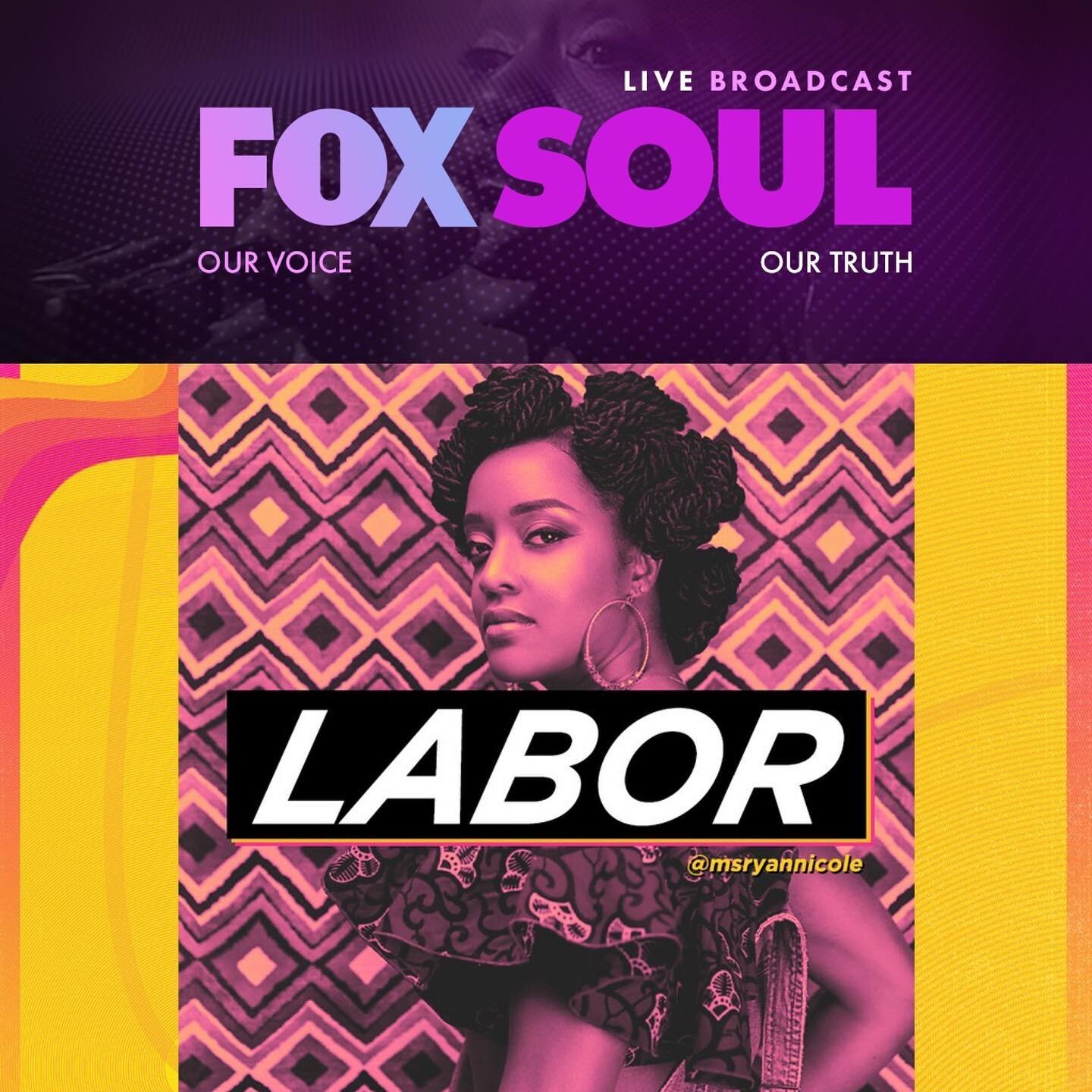 This Wednesday, I&rsquo;ll be featured on FOX-SOUL&rsquo;s &ldquo;Book of Sean&rdquo; show, discussing my short film &ldquo;LABOR&rdquo; w/director Niema Jordan. 

&ldquo;LABOR&rdquo; is a poetic short film demanding acknowledgement &amp; honor for a