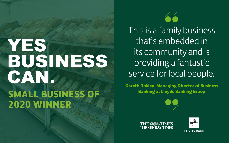 Proud Winners of the Small Business of 2020 Award - Morris Quality Bakers!