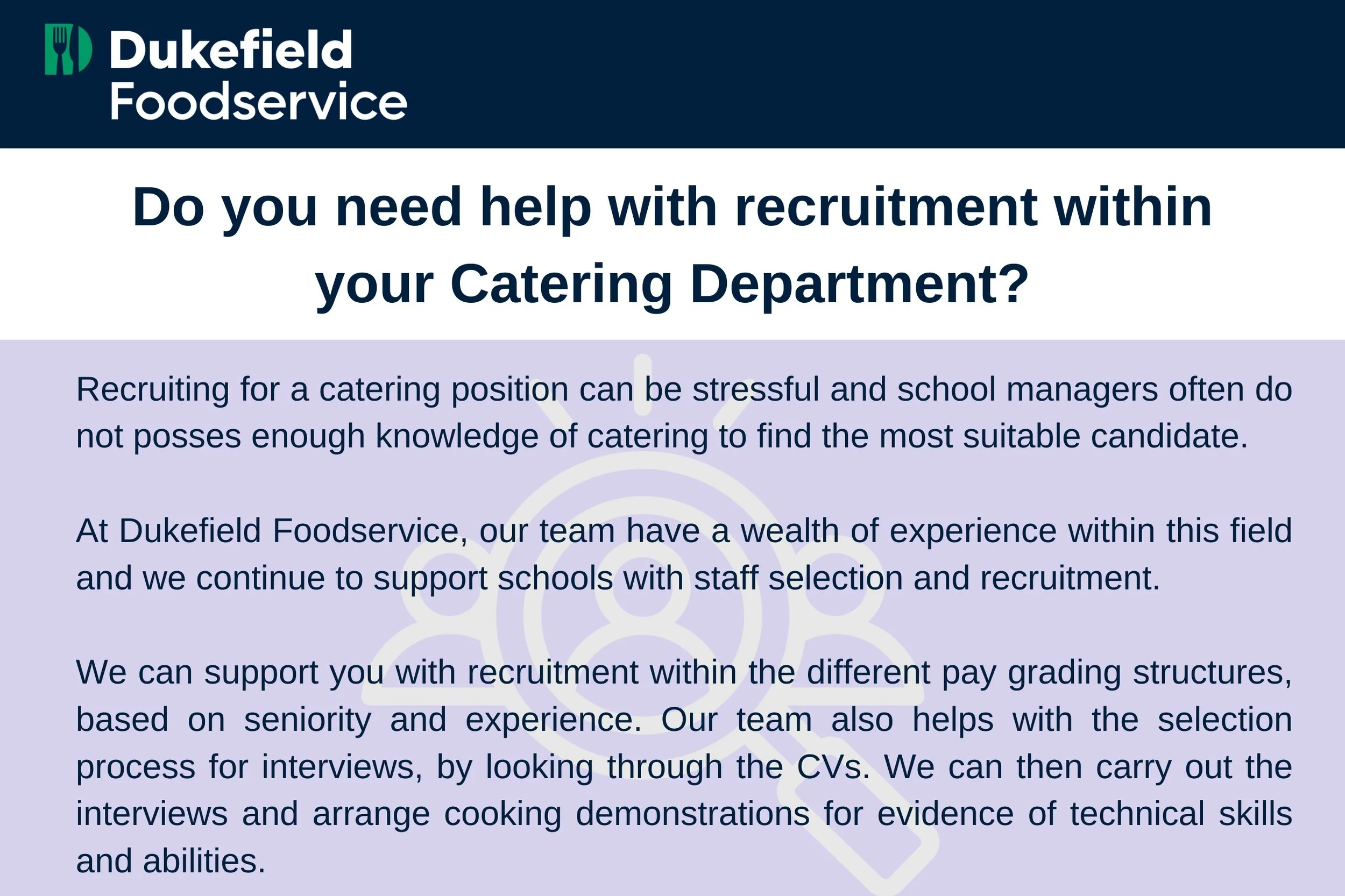 Do you need help with recruitment within your Catering Department?