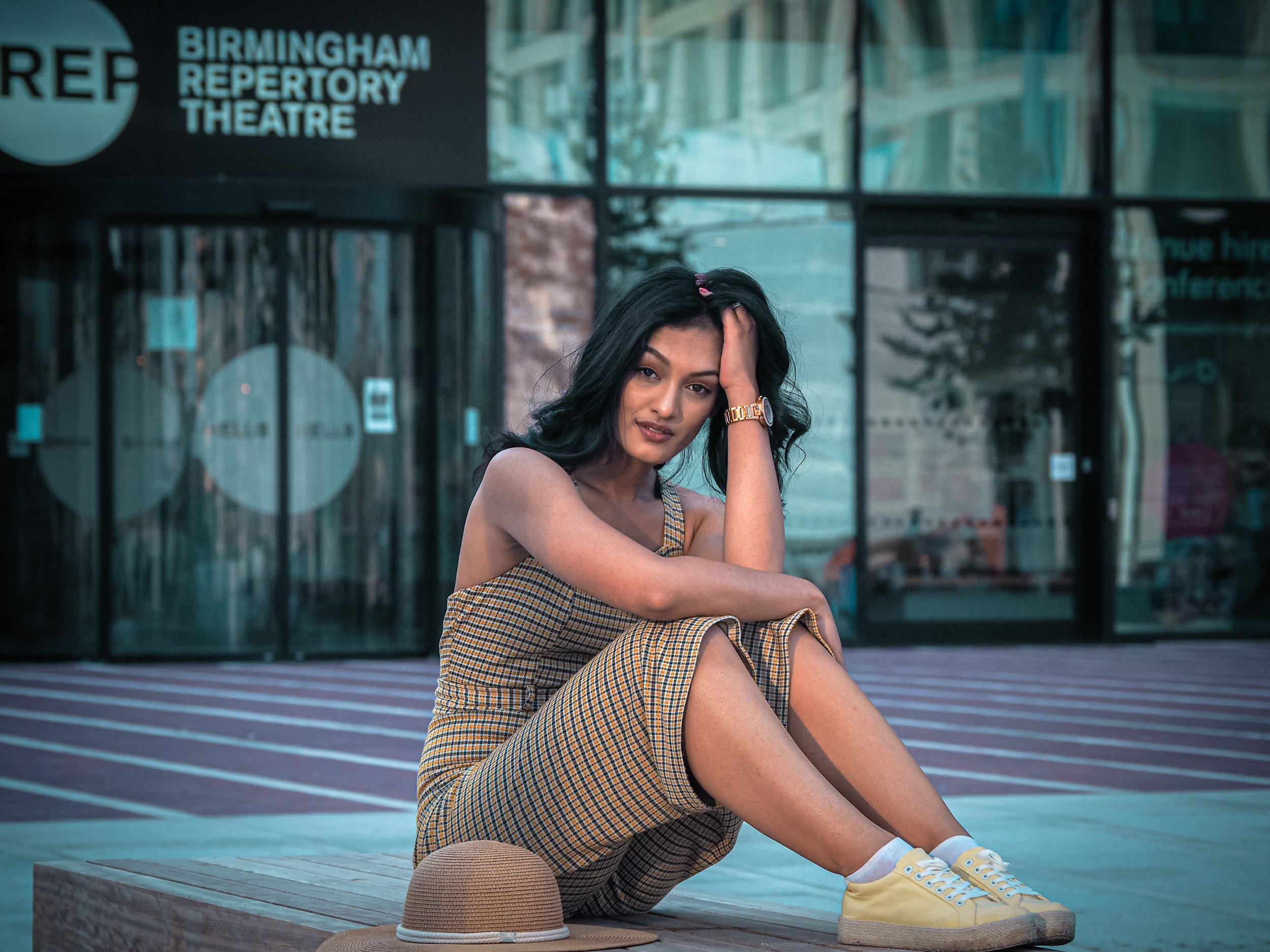 Alone outside the library