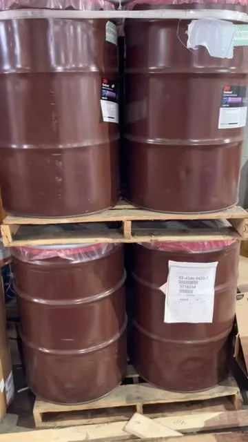 Drums pictured in a TankServ360 containerized waste project