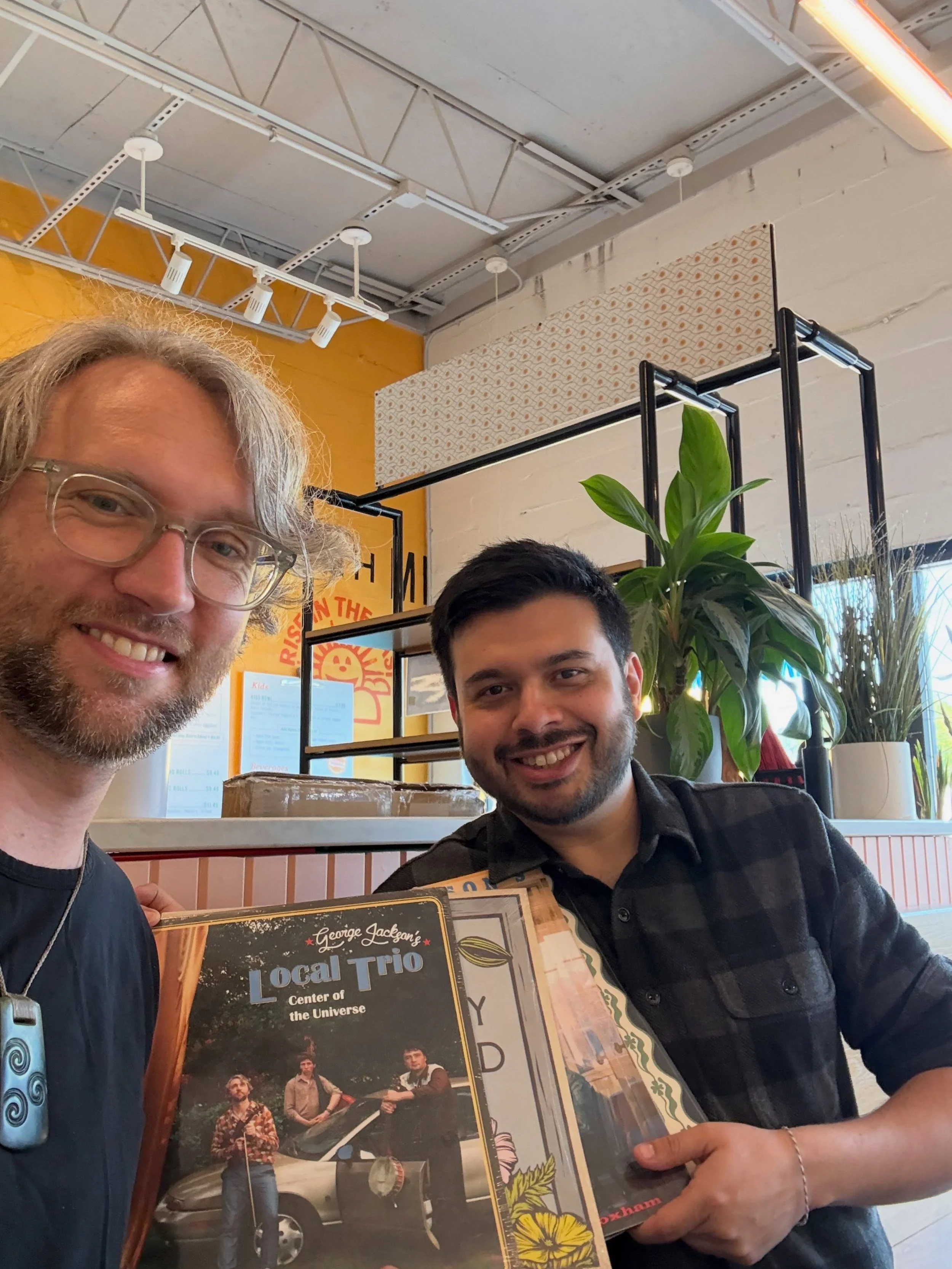 Great to have lunch and hand deliver some vinyl to this legend Mike Monseur who has mastered all my albums in recent years, both Local Trio records, both Tall Poppy records (new one out next year), the George and Brad record and all of the Old Time ?