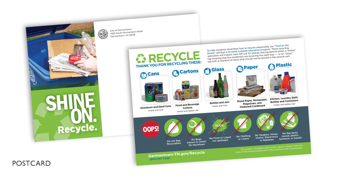 City of Germantown: Recycling Campaign: Direct Mail Postcard