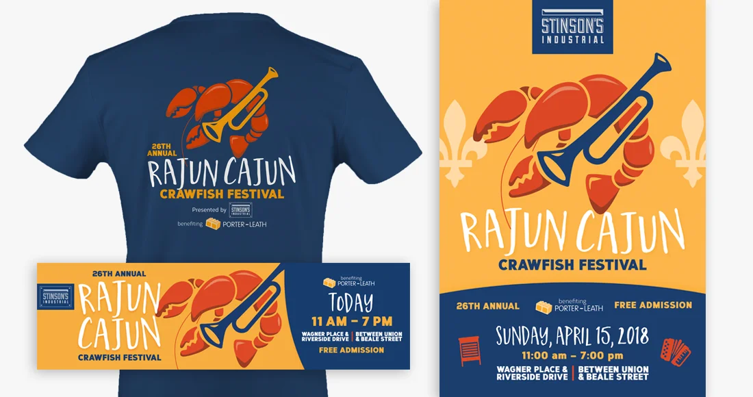 26th Annual Rajun Cajun Crawfish Festival: T-shirt, Poster, and Banner Ad