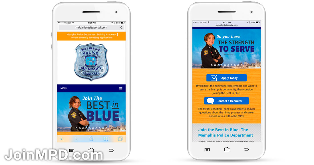 Memphis Police Department Recruiting Campaign: Website - mobile view