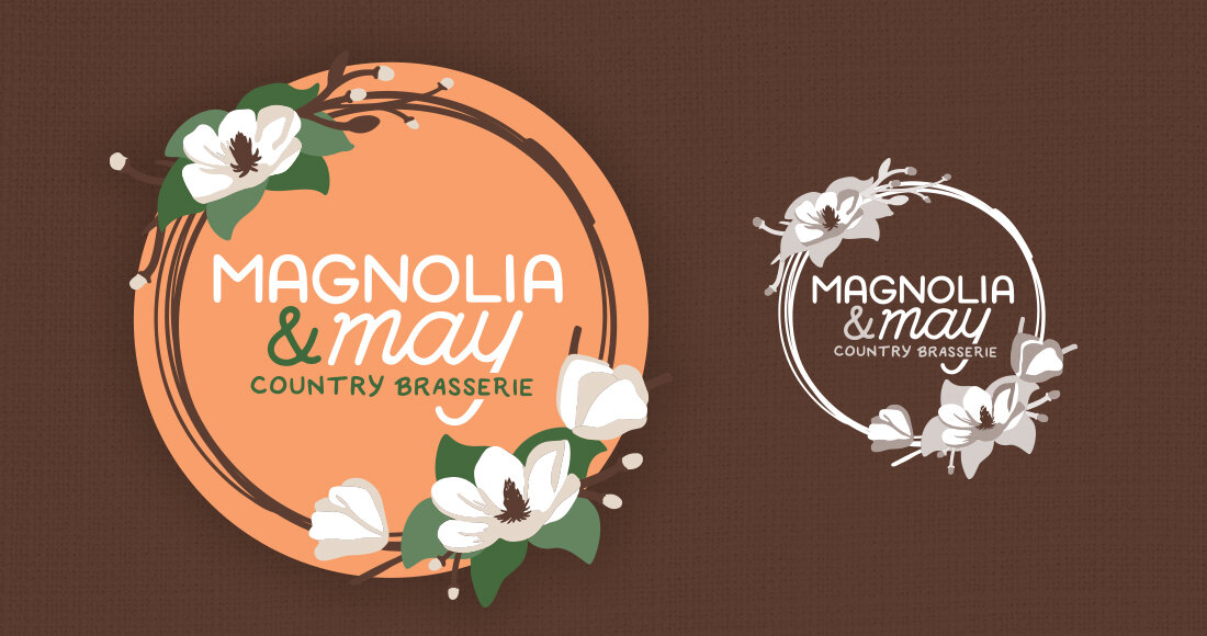 Magnolia &amp; May color logo and all white logo