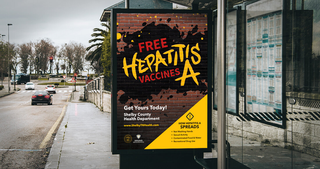 Free Hepatitis A Vaccines Bus Shelter Poster Design