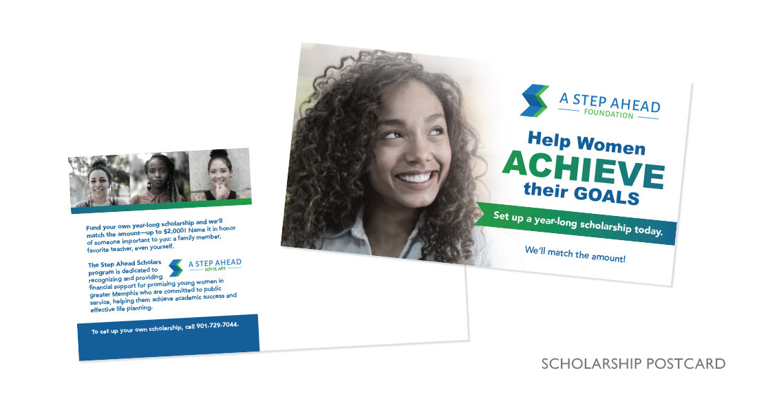 A Step Ahead Foundation Scholarship Postcard design