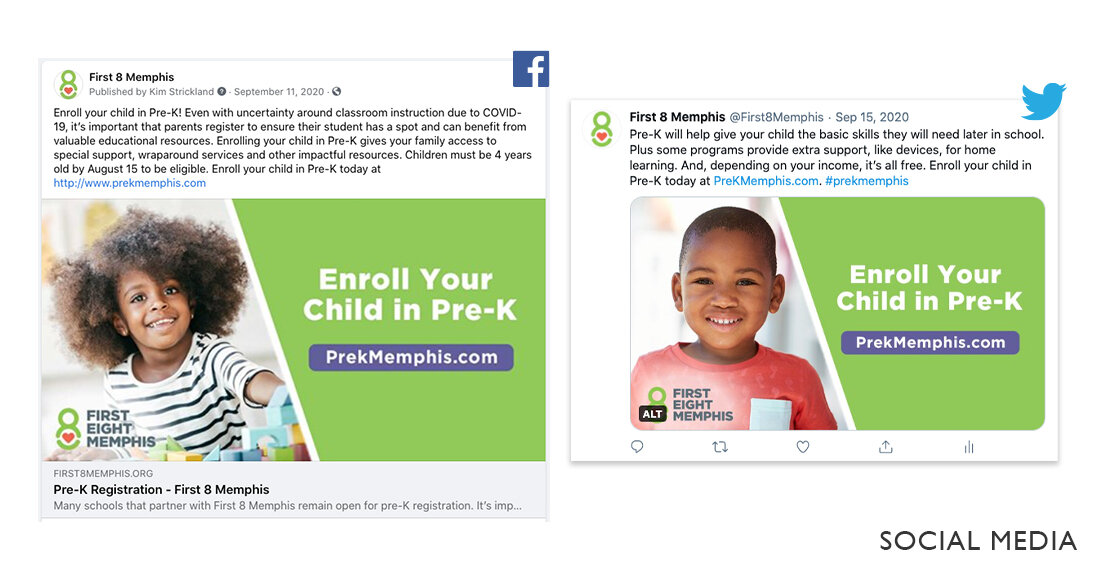 First 8 Memphis: Pre-K Registration Campaign Social Media