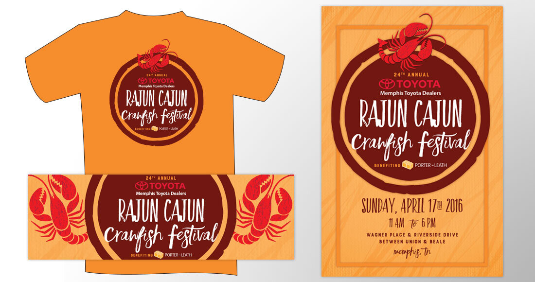 Rajun Cajun Crawfish Festival 2016 tshirt, digital ad and poster design
