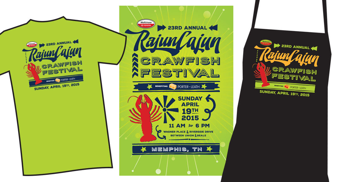 Rajun Cajun Crawfish Festival 2015 tshirt, poster and apron designs