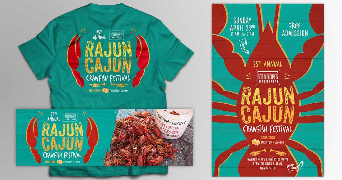 Rajun Cajun Crawfish Festival 2017 tshirt, digital ad and poster designs