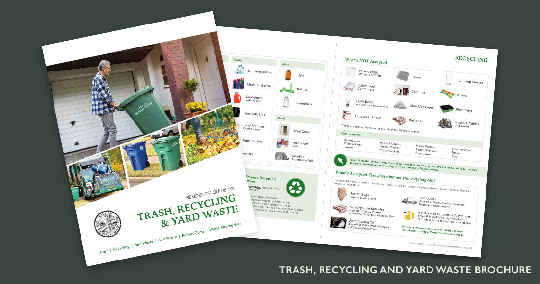 City of Germantown: Trash, Recycling and Yard Waste Brochure Cover and Inside Layout