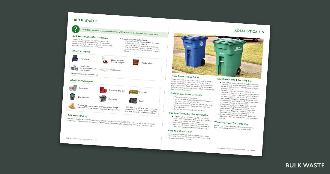 City of Germantown: Trash, Recycling and Yard Waste Brochure Inside Layout