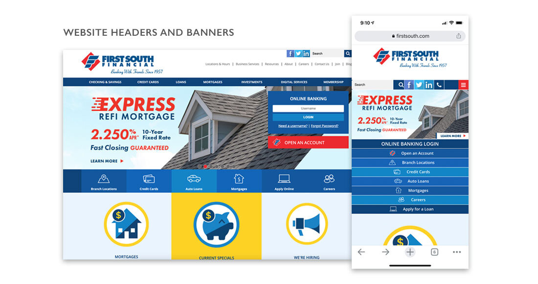First South Financial Express Refi Mortgage Website Banners