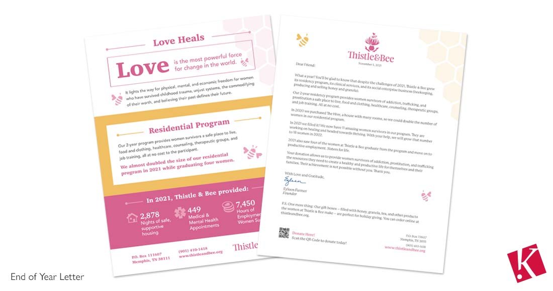 Thistle and Bee End of Year Letter Front and Back