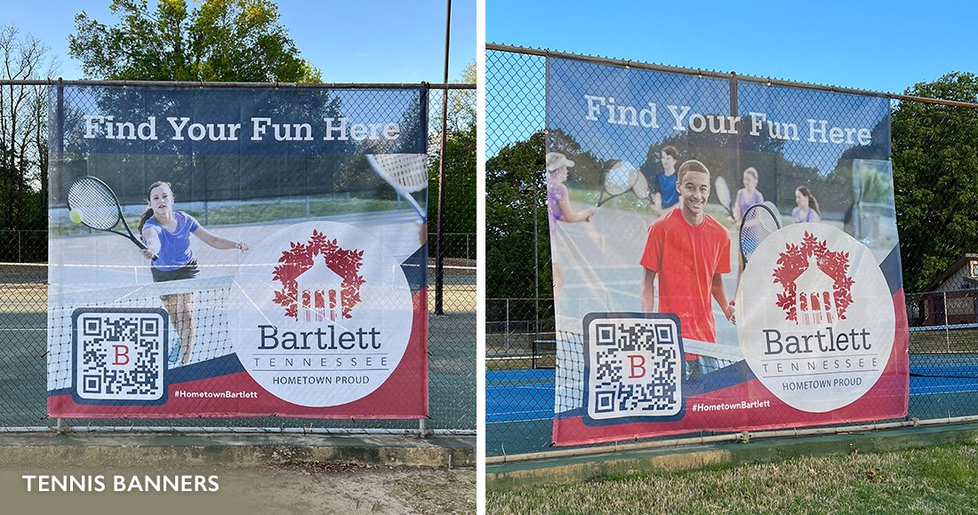 City of Bartlett tennis court fence banner