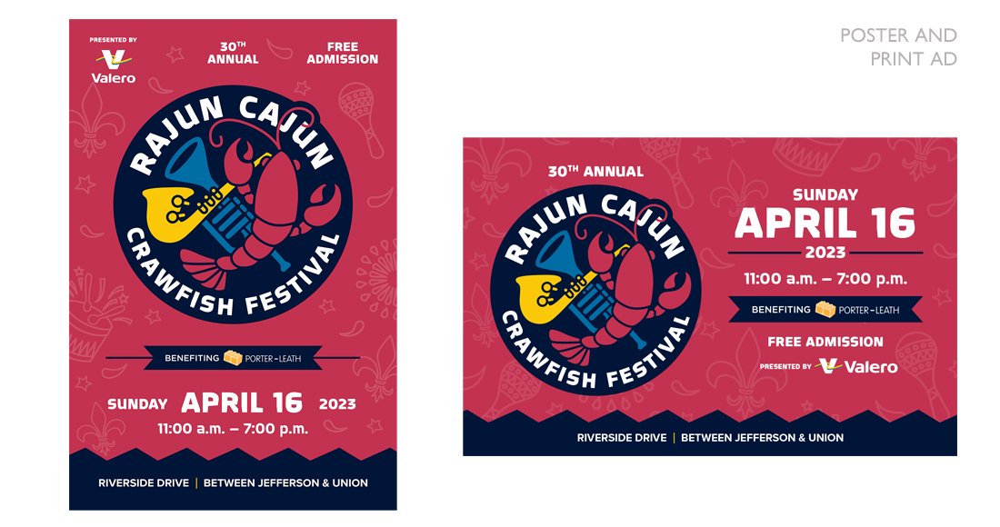 30th Annual Rajun Cajun Crawfish Festival Poster and Print Ad design