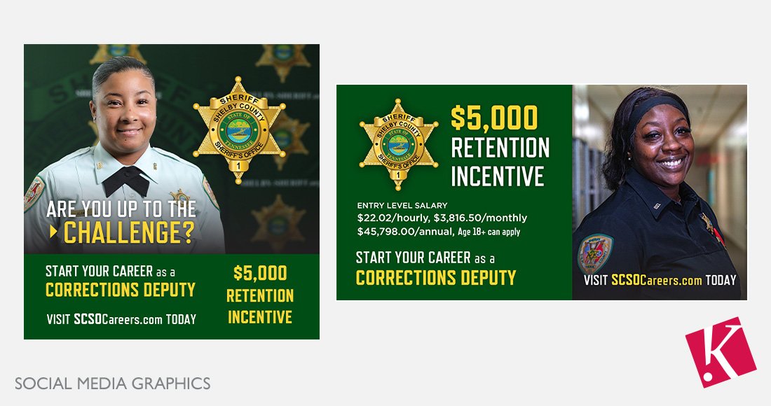 Shelby County Sheriff's Office Corrections Deputy Recruitment Campaign 2024 Social Media Graphics