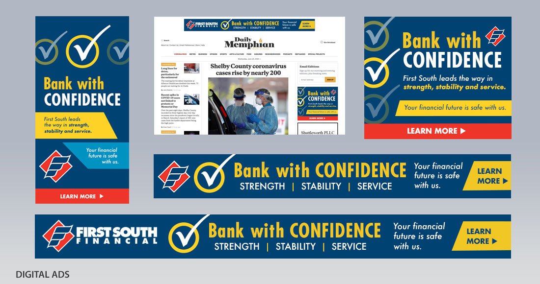 First South Financial Bank with Confidence digital ad design