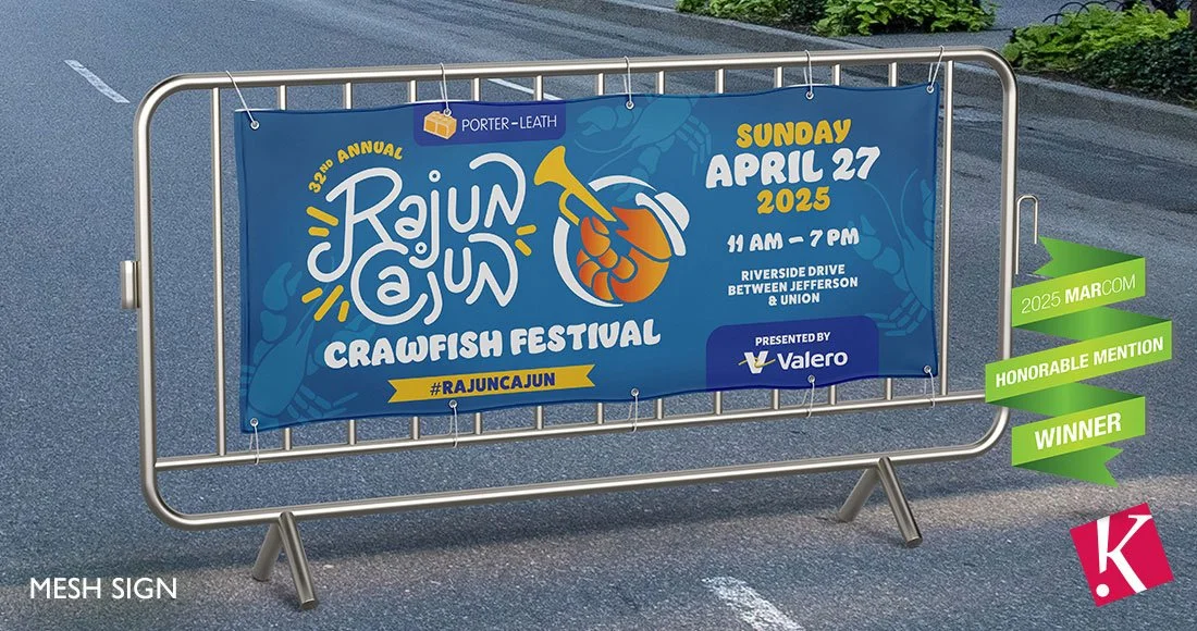 Rajun Cajun Crawfish Festival 2025 mesh banner sign design