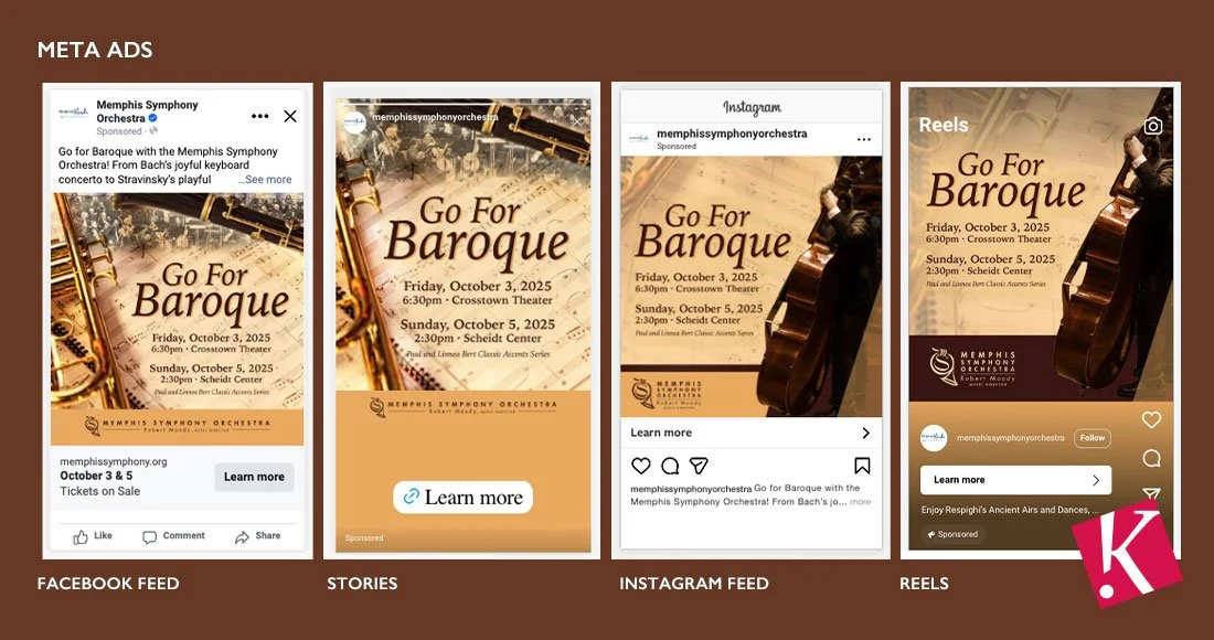Memphis Symphony Orchestra Go For Baroque Meta Ads screenshots