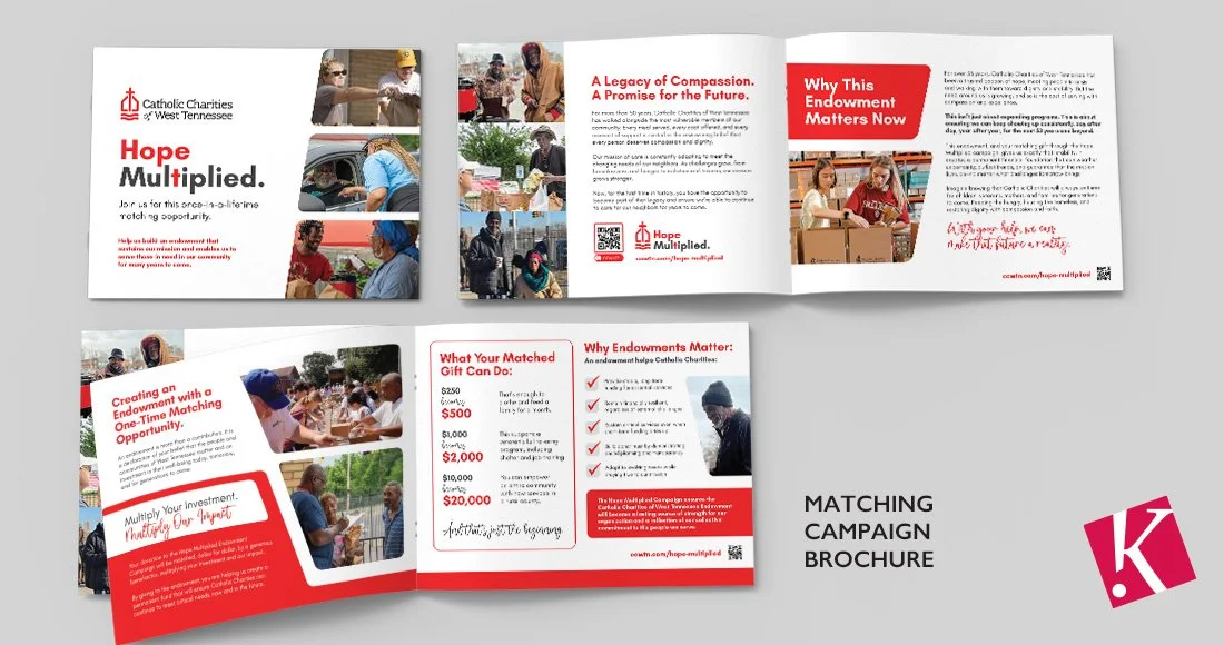 Catholic Charities of West Tennessee Hope Multiplied Endowment Campaign Brochure Inside Pages Mockup