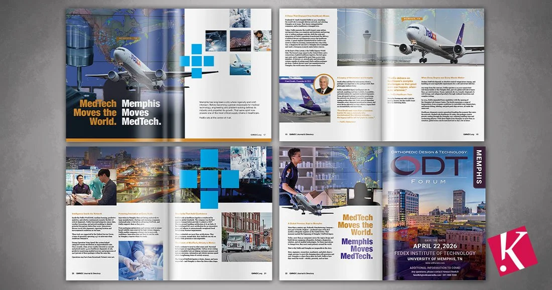 Greater Memphis Medical Device Council Journal &amp; Membership Directory inside spreads mockups