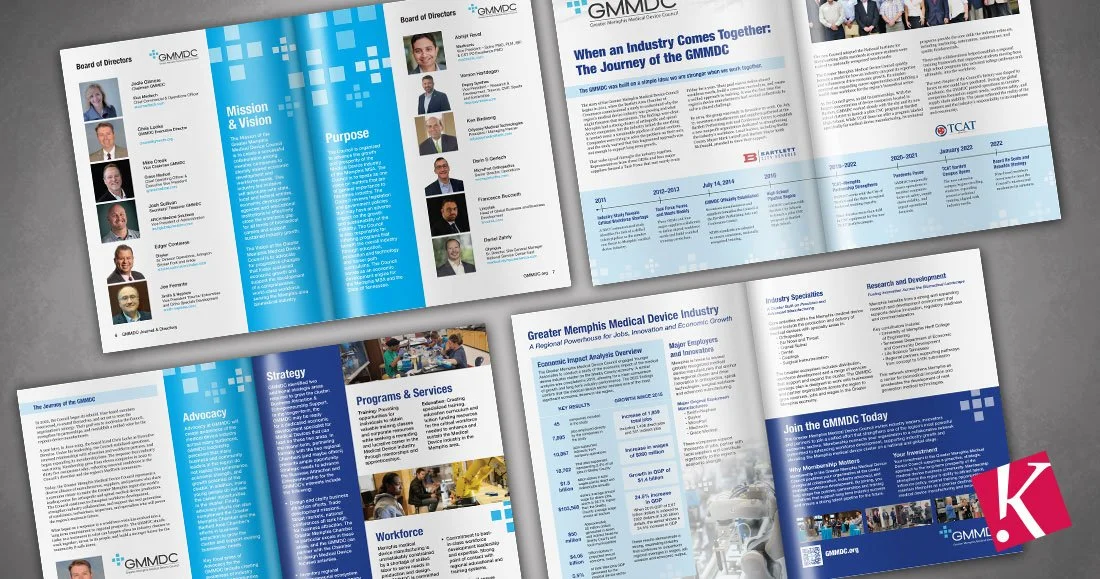 Greater Memphis Medical Device Council Journal &amp; Membership Directory inside spreads mockups