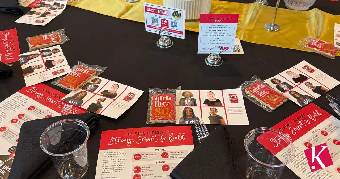 Girls Inc of Memphis 80th Anniversary Celebration Luncheon: Tablescape with flyers