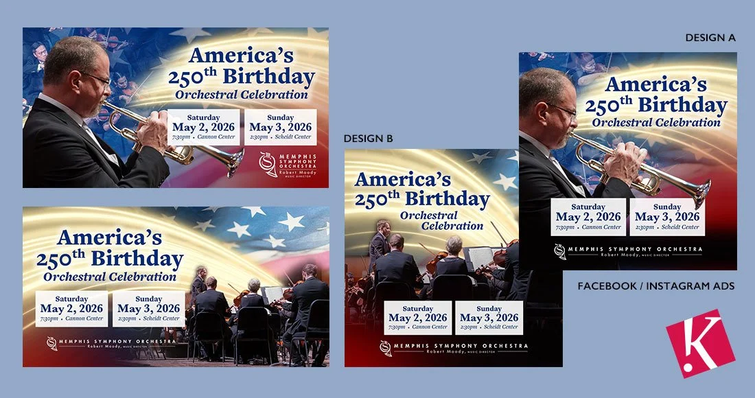 MSO America's 250th Birthday Orchestral Celebration Meta ad designs