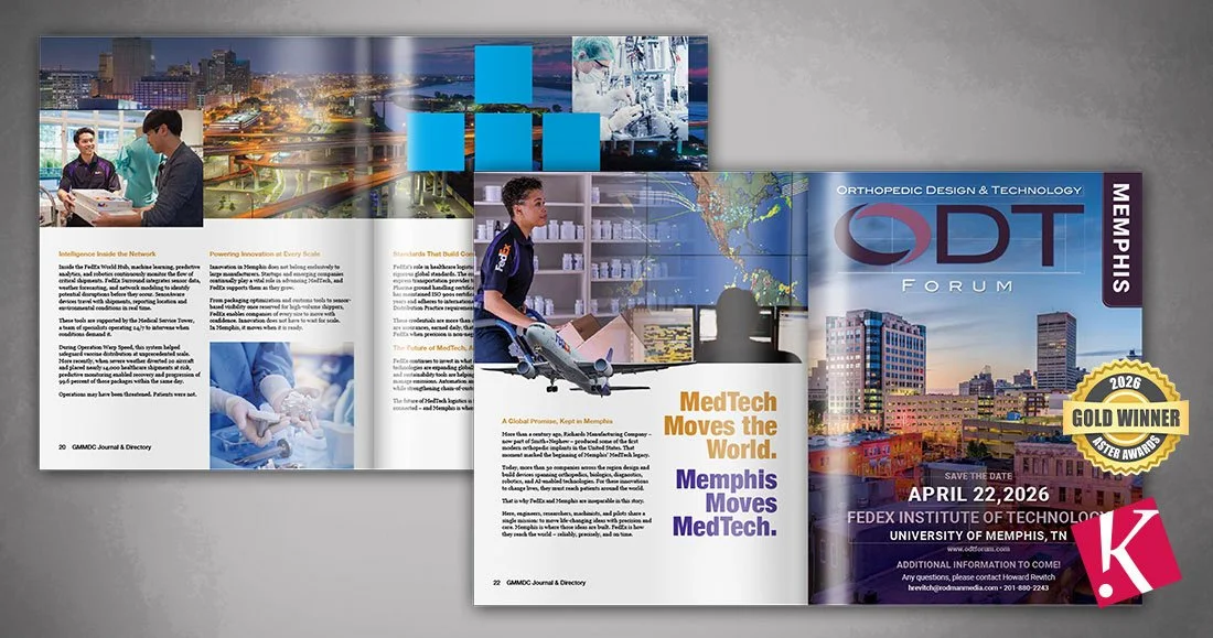 Greater Memphis Medical Device Council Journal &amp; Membership Directory FedEx article last two spreads mockup