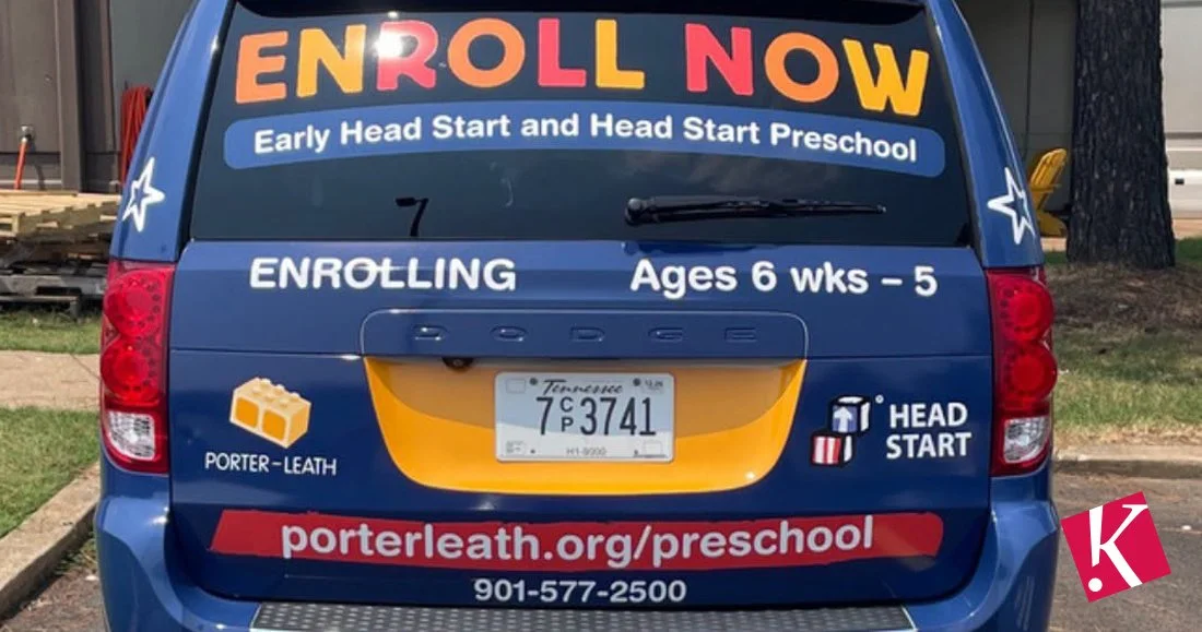 Porter-Leath Head Start Van Wrap Back of Vehicle