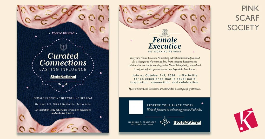 State National Female Executive Networking Retreat Invitation Pink Scarf Society