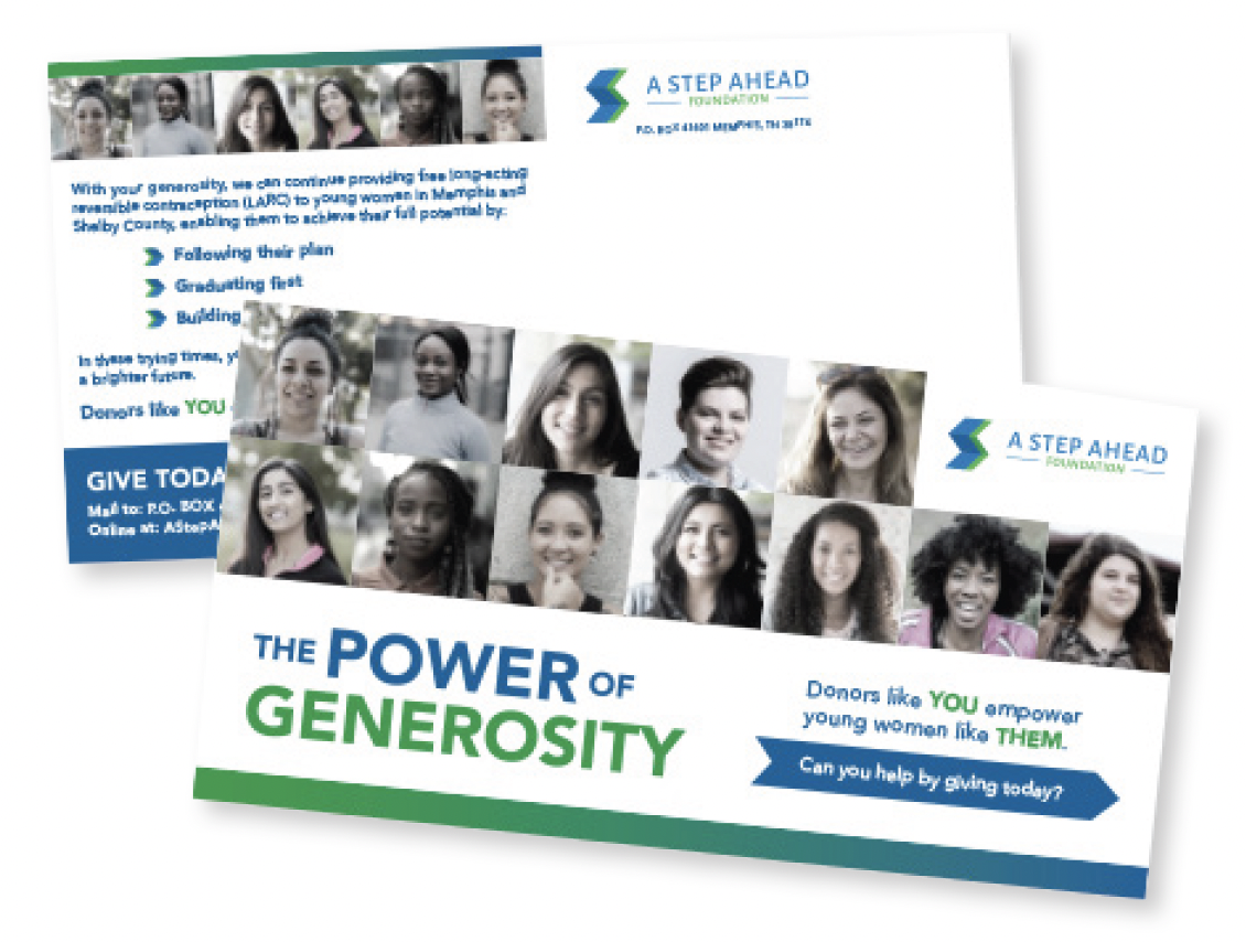 A Step Ahead Foundation fundraising postcard mailer