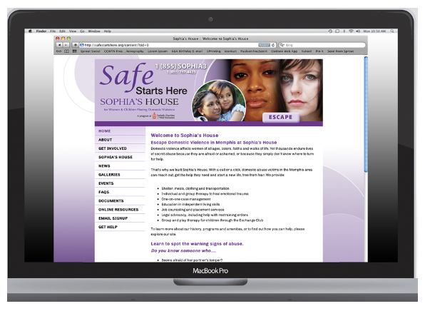 Catholic Charities of West Tennessee Safe Starts Here website design
