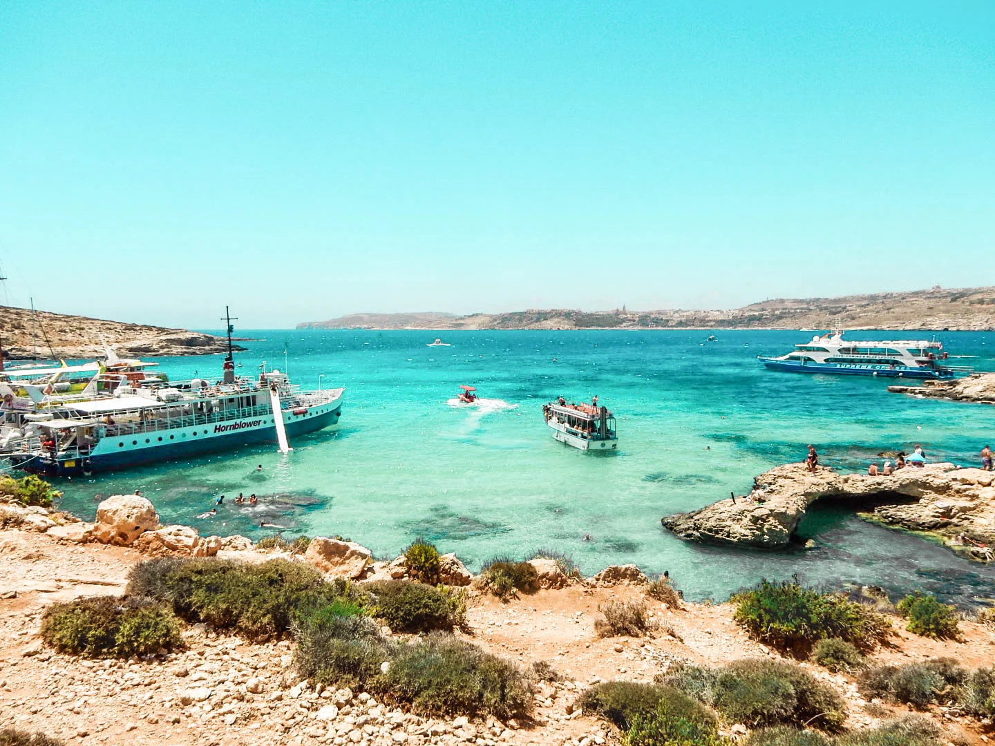 the blue lagoon Hornblower boat (left) - the whole section ahead was all for our cruise