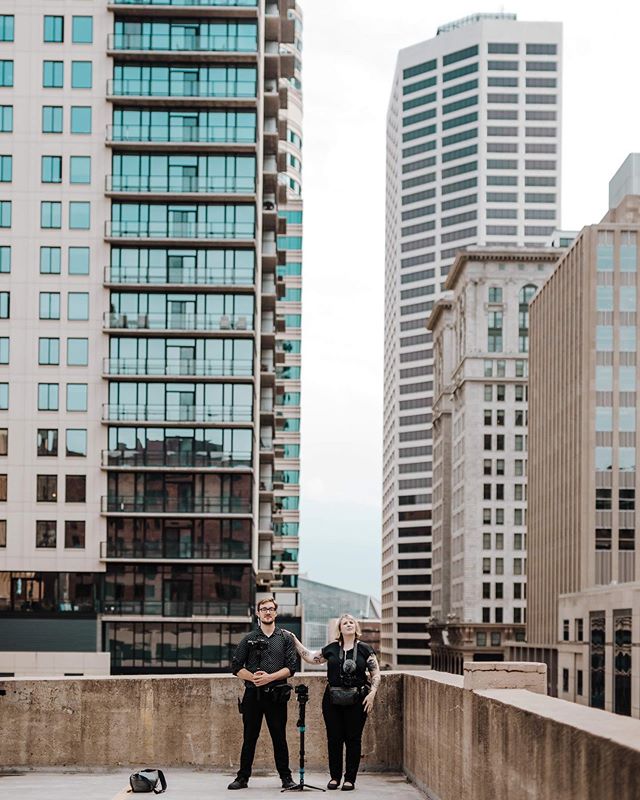 Out on the job looking way cooler than we are. 📸: @clewellweddings 
#minneapolis #minneapolisweddings #weddingvideographer #weddingfilm #filmmaker #weddingfilmmaker #skyline #weddingphotographer