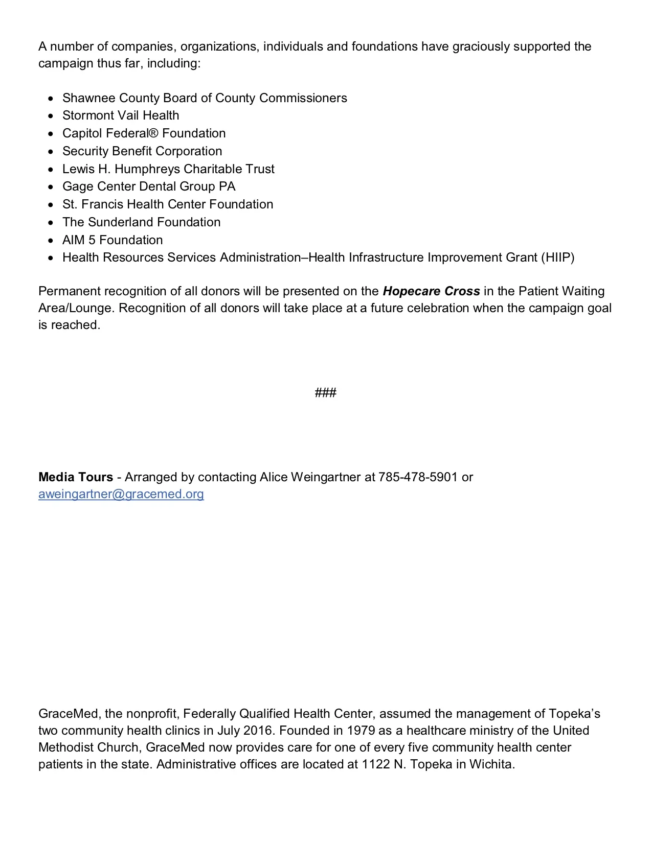 Media Release - Open House