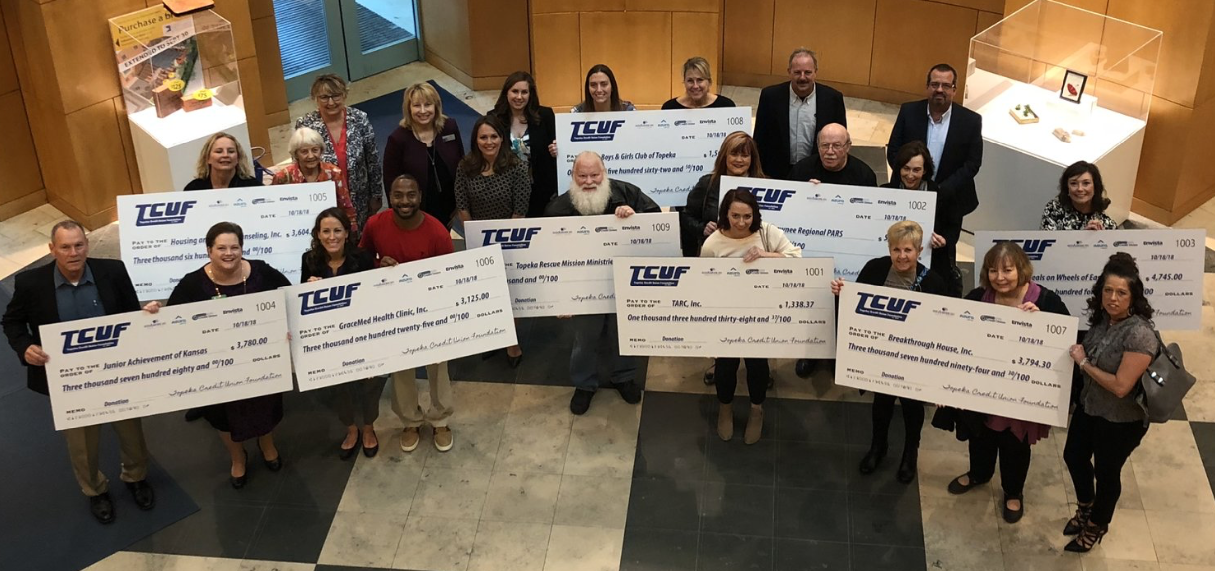Nine local organizations receiving financial support from the Topeka Credit Union Foundation