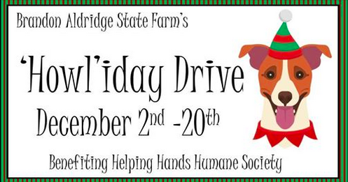  Brandon Aldridge State Farm's Howliday Drive Benefiting Helping Hands Human Society