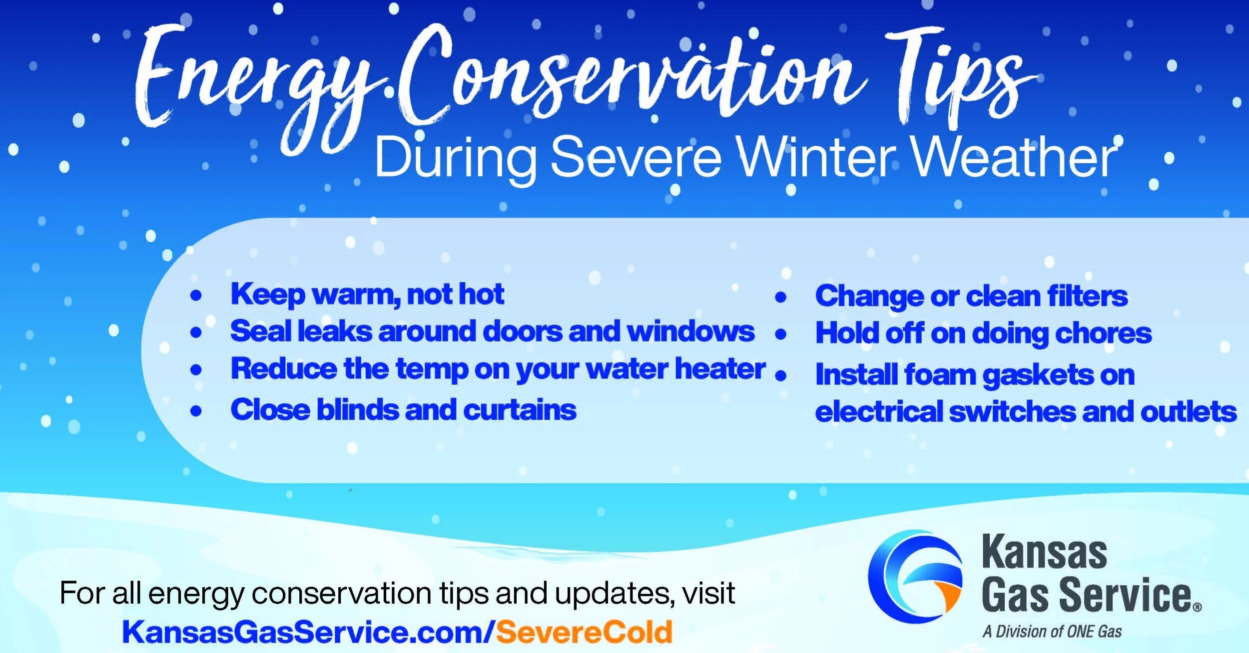 Kansas Gas Service Encourages Customers to Conserve Energy During Extended Cold Weather