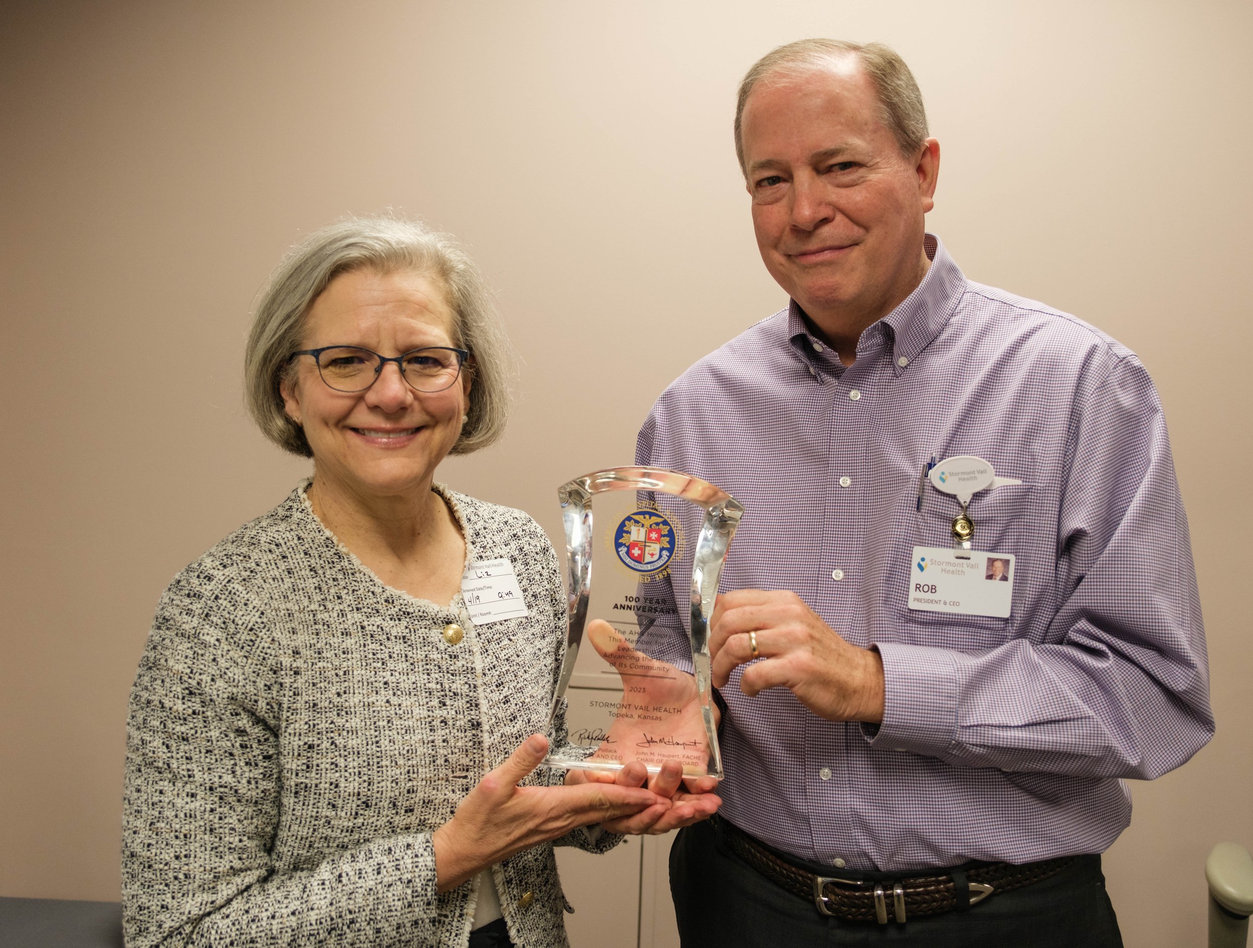 Stormont Vail Health Recognized for 100 Years of Membership  with the American Hospital Association