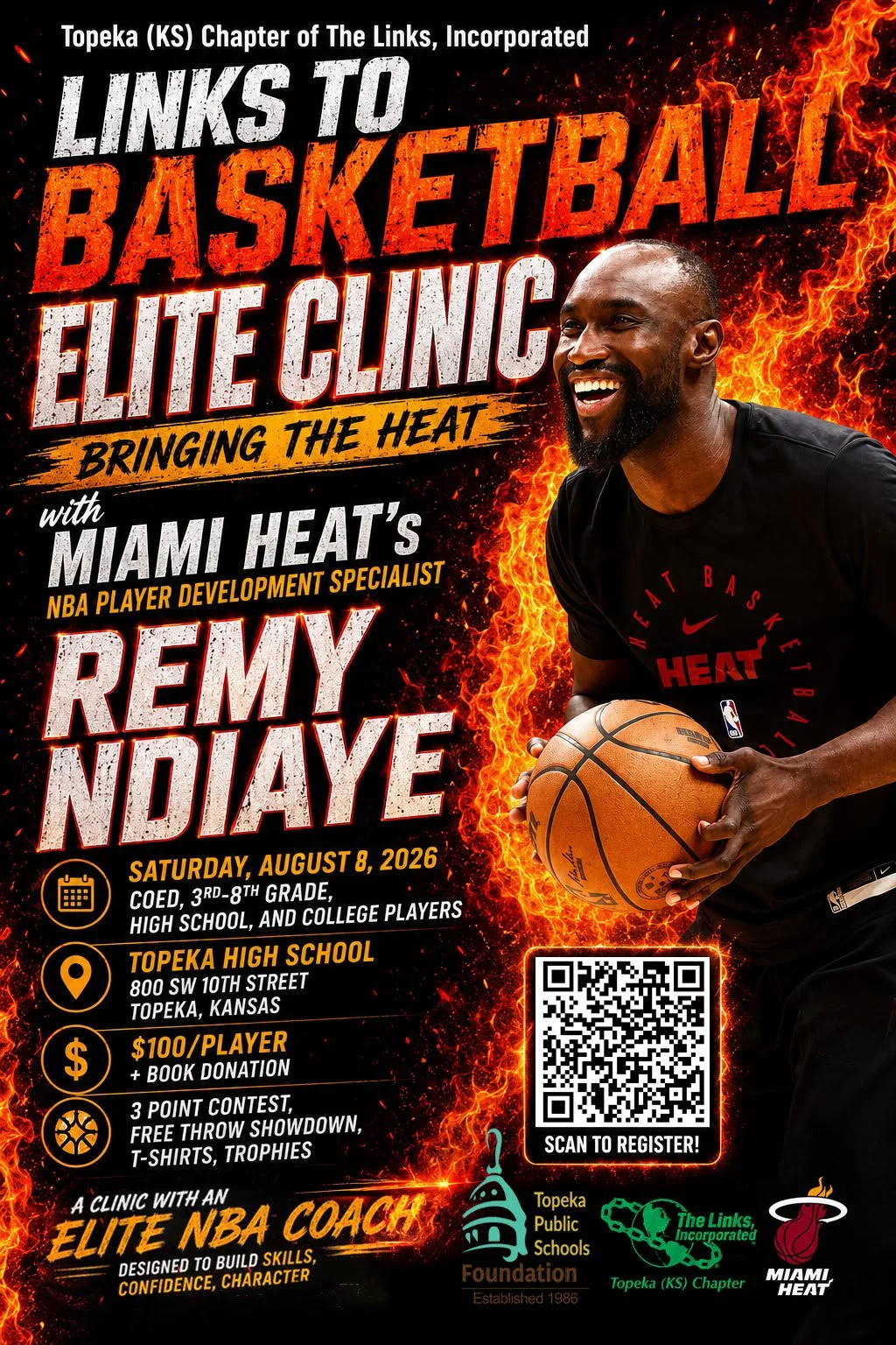 The Topeka Chapter Of The Links, Incorporated Bringing Miami Heat Player Development Specialist Remy Ndiaye To Topeka In August For Elite Basketball Clinic