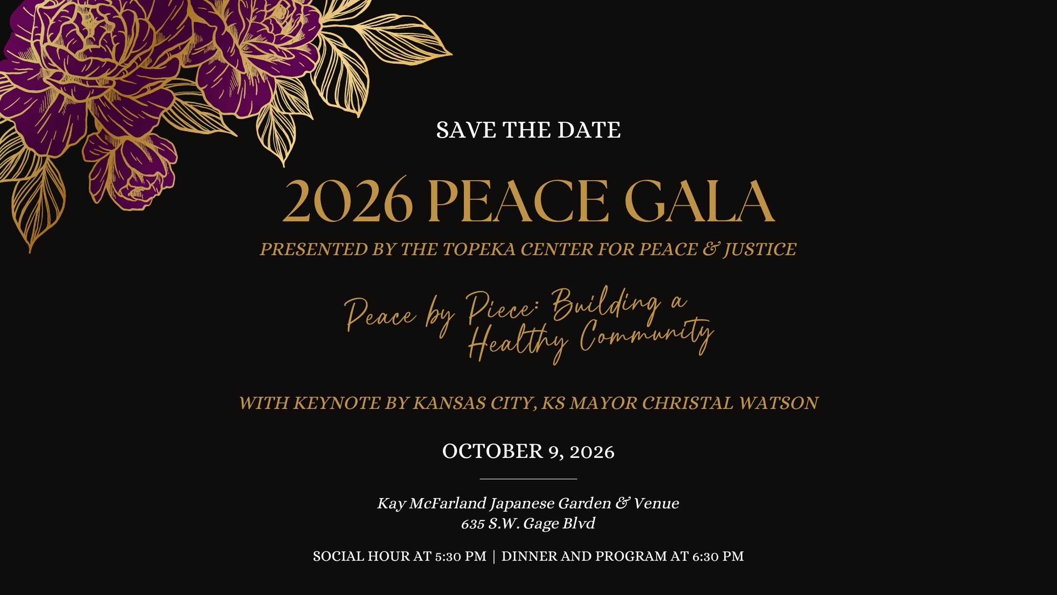 Topeka’s Center For Peace &amp; Justice To Host 2026 Peace Gala, Featuring Keynote By Kansas City, Kansas Mayor Christal Watson