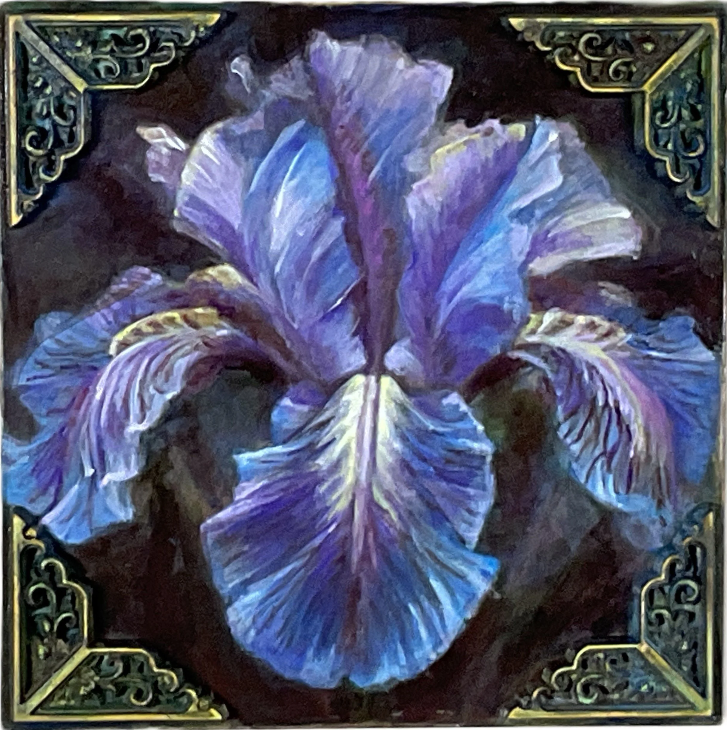 IRIS NO. 1  |  ACRYLIC AND MIXED MEDIA ON WOOD PANEL  |  8 X 8 X 1"  |  2026