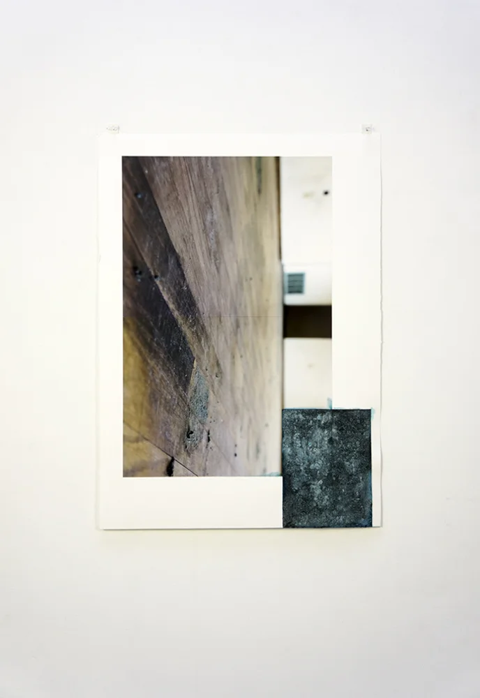 Ultra Iterum (13-D-24), 41 x 30”, Fabriano 640 gsm paper, pigment prints, bronze paint, crushed glass, 2013