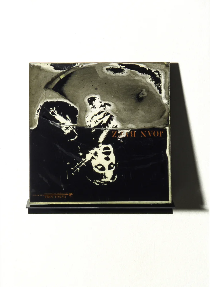 Musicae Celebre (Joan/Joni), 13 5/8 x 13 x 4in, record albums, resin, steel, 1999