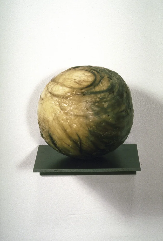 Similis Unus Brancusin Sed Non (Like a Brancusi, But Not), 4.5 x 4.5 x 4.5", steel, plaster, hair, wax, 1990